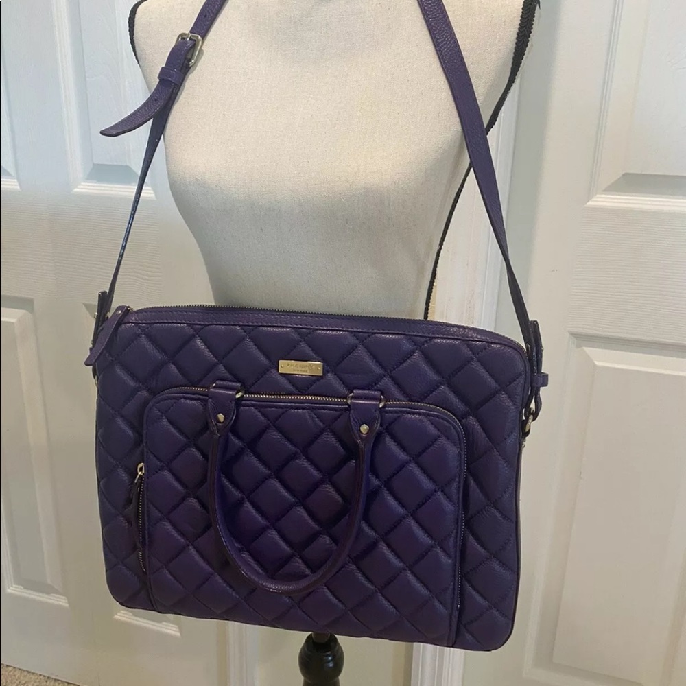 Kate Spade leather Gold Coast quilted laptop shoulder bag purse